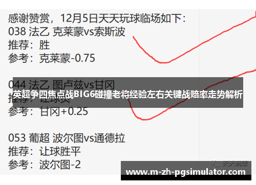 英超争四焦点战BIG6碰撞老将经验左右关键战赔率走势解析 英超争四焦点战BIG6碰撞老将经验左右关键战赔率走势解析